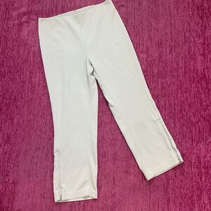 Lululemon Softstreme Ribbed Zip Leg High Rise Cropped Pants Bone Cream Size 12